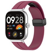 For Redmi Watch 4 / Watch 5 Groove Folding Magnetic Buckle Silicone Watch Band(Wine Red)