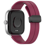 For Redmi Watch 4 / Watch 5 Groove Folding Magnetic Buckle Silicone Watch Band(Wine Red)