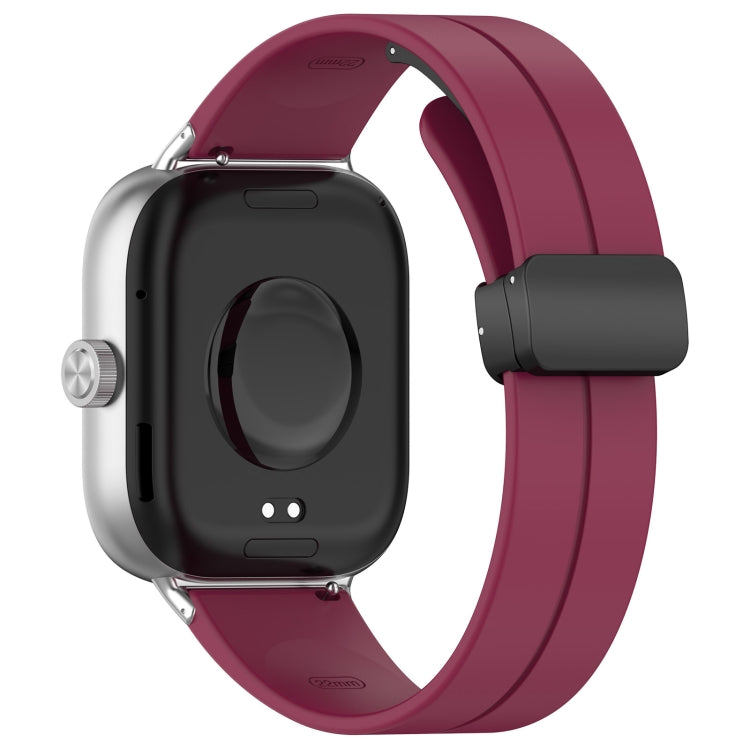 For Redmi Watch 4 / Watch 5 Groove Folding Magnetic Buckle Silicone Watch Band(Wine Red)