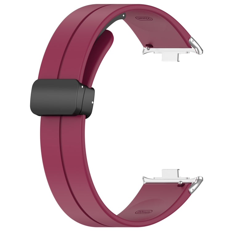 For Redmi Watch 4 / Watch 5 Groove Folding Magnetic Buckle Silicone Watch Band(Wine Red)