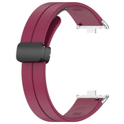 For Redmi Watch 4 / Watch 5 Groove Folding Magnetic Buckle Silicone Watch Band(Wine Red)