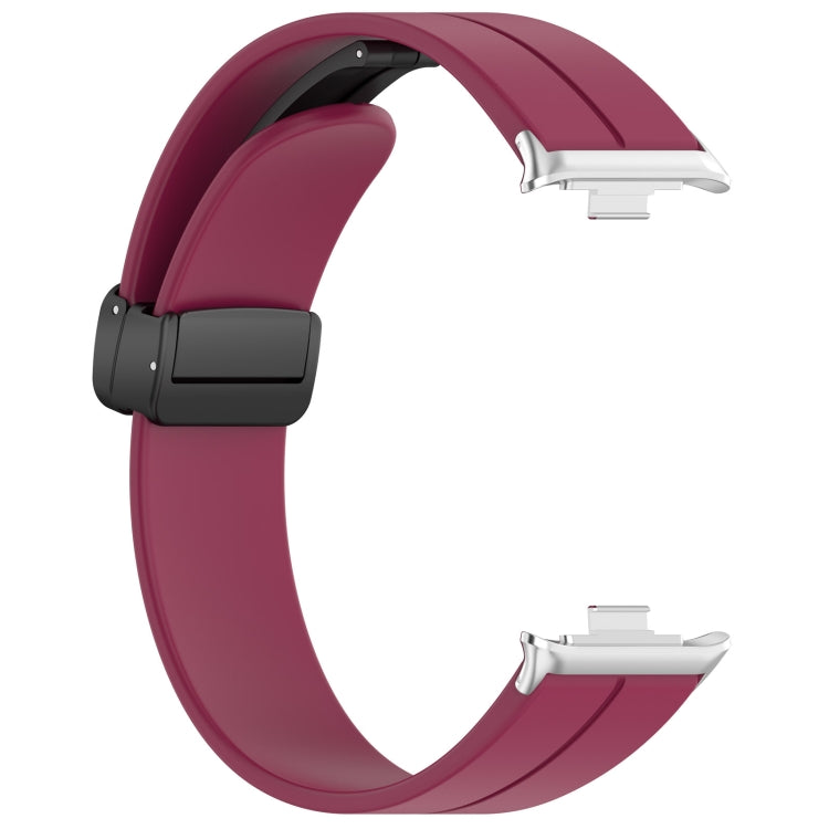 For Redmi Watch 4 / Watch 5 Groove Folding Magnetic Buckle Silicone Watch Band(Wine Red)