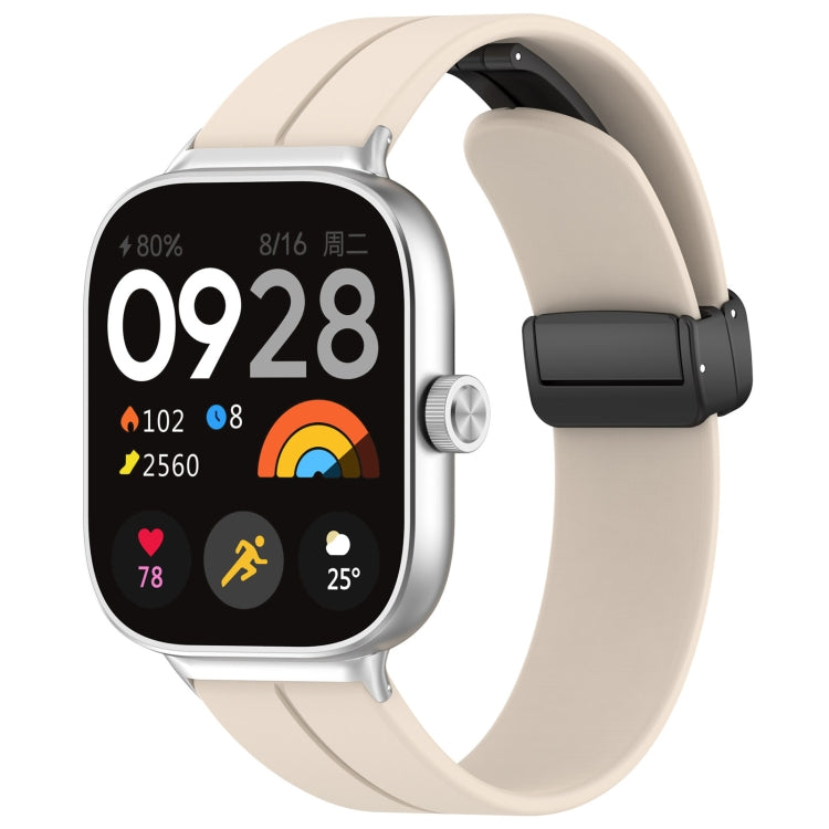 For Redmi Watch 4 Groove Folding Magnetic Buckle Silicone Watch Band(Starlight)