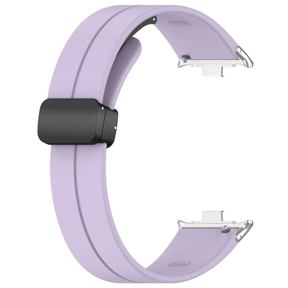 For Redmi Watch 4 Groove Folding Magnetic Buckle Silicone Watch Band(Purple)