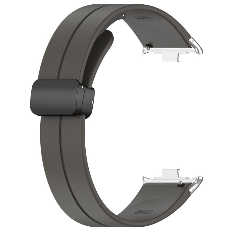 For Redmi Watch 4 Groove Folding Magnetic Buckle Silicone Watch Band(Dark Gray)