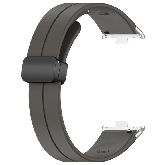 For Redmi Watch 4 Groove Folding Magnetic Buckle Silicone Watch Band(Dark Gray)