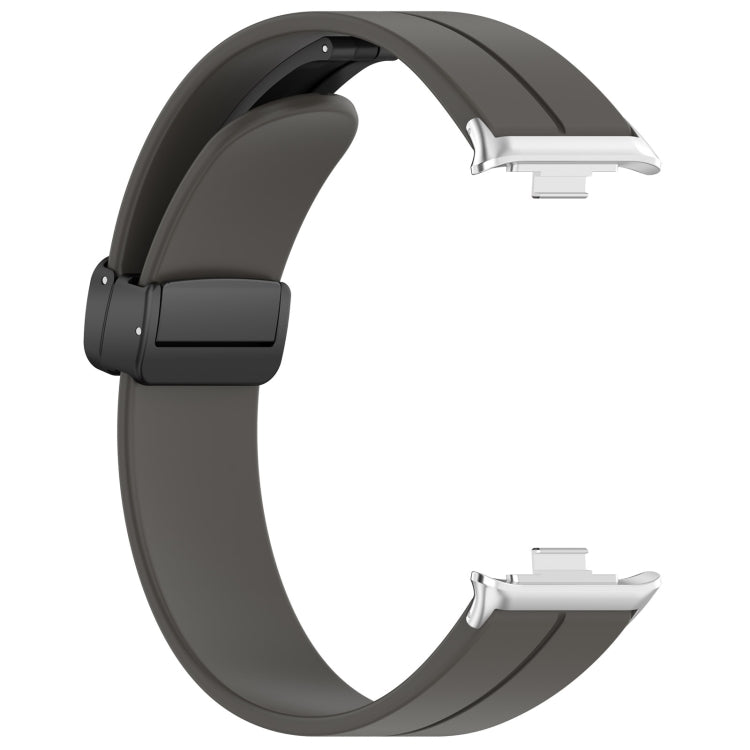 For Redmi Watch 4 Groove Folding Magnetic Buckle Silicone Watch Band(Dark Gray)