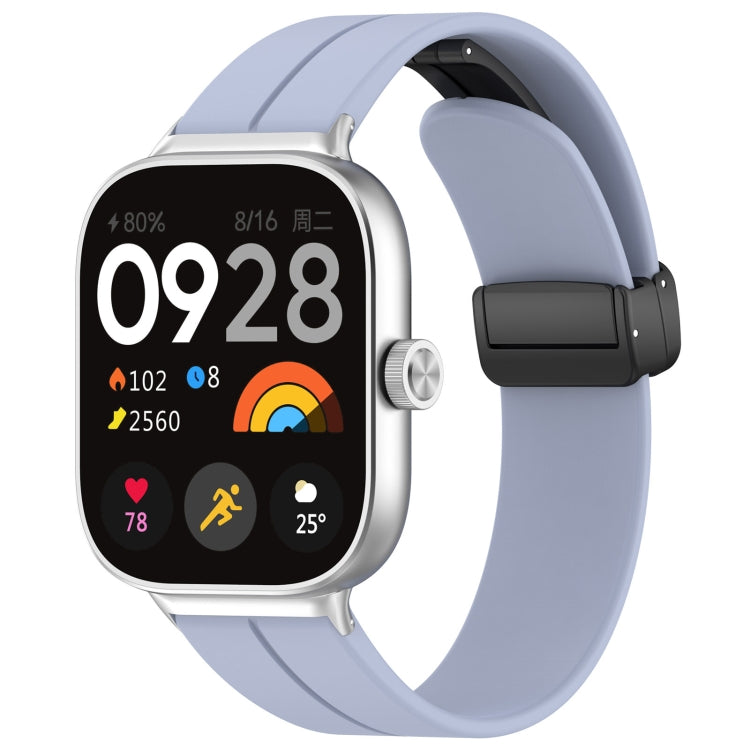 For Redmi Watch 4 Groove Folding Magnetic Buckle Silicone Watch Band(Light Blue)