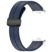 For Redmi Watch 4 Groove Folding Magnetic Buckle Silicone Watch Band(Dark Blue)