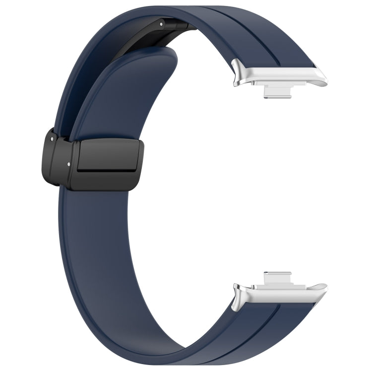For Redmi Watch 4 Groove Folding Magnetic Buckle Silicone Watch Band(Dark Blue)