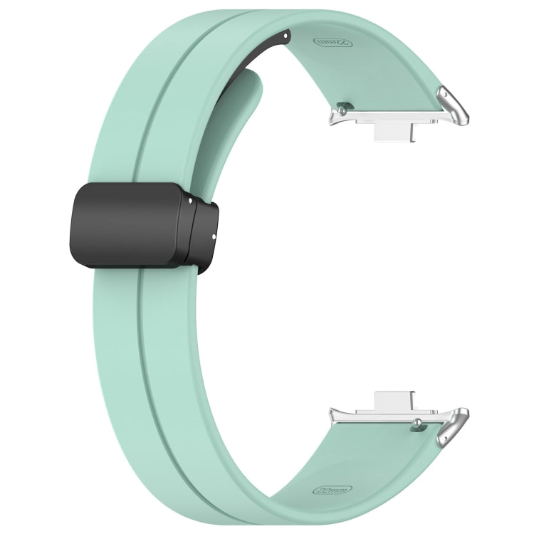 For Xiaomi Smart Band 9 Pro / 8 Pro Groove Folding Magnetic Buckle Silicone Watch Band(Teal)
