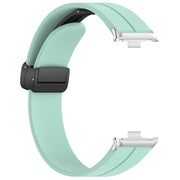For Xiaomi Smart Band 9 Pro / 8 Pro Groove Folding Magnetic Buckle Silicone Watch Band(Teal)