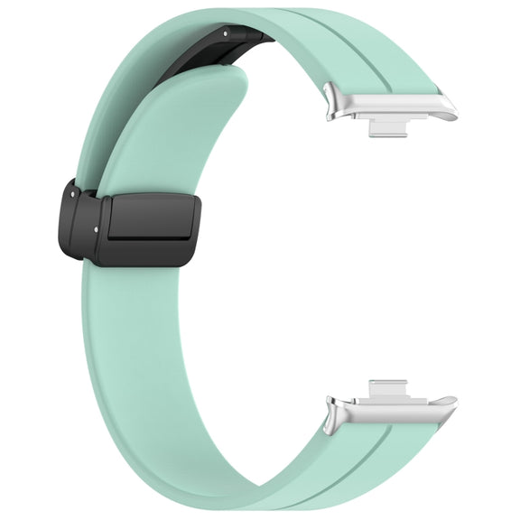 For Xiaomi Smart Band 9 Pro / 8 Pro Groove Folding Magnetic Buckle Silicone Watch Band(Teal)