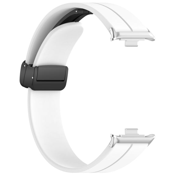 For Xiaomi  Mi Band 8 Pro Groove Folding Magnetic Buckle Silicone Watch Band(White)
