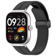 For Xiaomi Smart Band 9 Pro / 8 Pro Groove Folding Magnetic Buckle Silicone Watch Band(Black)