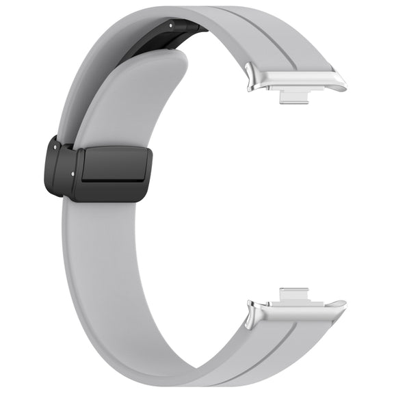 For Xiaomi  Mi Band 8 Pro Groove Folding Magnetic Buckle Silicone Watch Band(Light Gray)