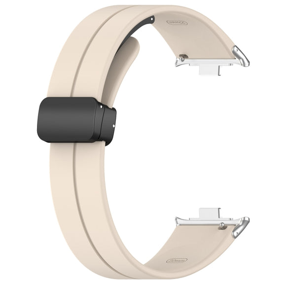 For Xiaomi  Mi Band 8 Pro Groove Folding Magnetic Buckle Silicone Watch Band(Starlight)