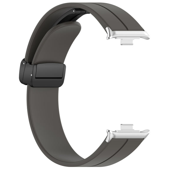 For Xiaomi  Mi Band 8 Pro Groove Folding Magnetic Buckle Silicone Watch Band(Dark Gray)
