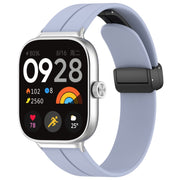 For Xiaomi Smart Band 9 Pro / 8 Pro Groove Folding Magnetic Buckle Silicone Watch Band(Light Blue)