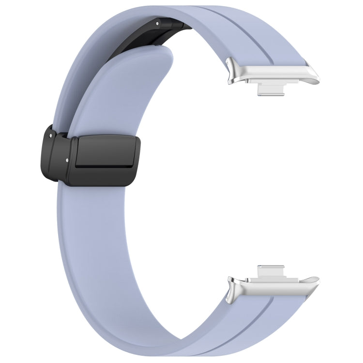 For Xiaomi Smart Band 9 Pro / 8 Pro Groove Folding Magnetic Buckle Silicone Watch Band(Light Blue)