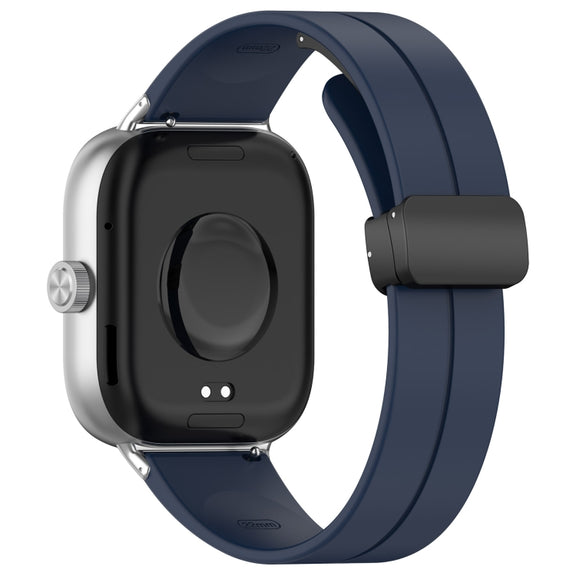 For Xiaomi  Mi Band 8 Pro Groove Folding Magnetic Buckle Silicone Watch Band(Dark Blue)