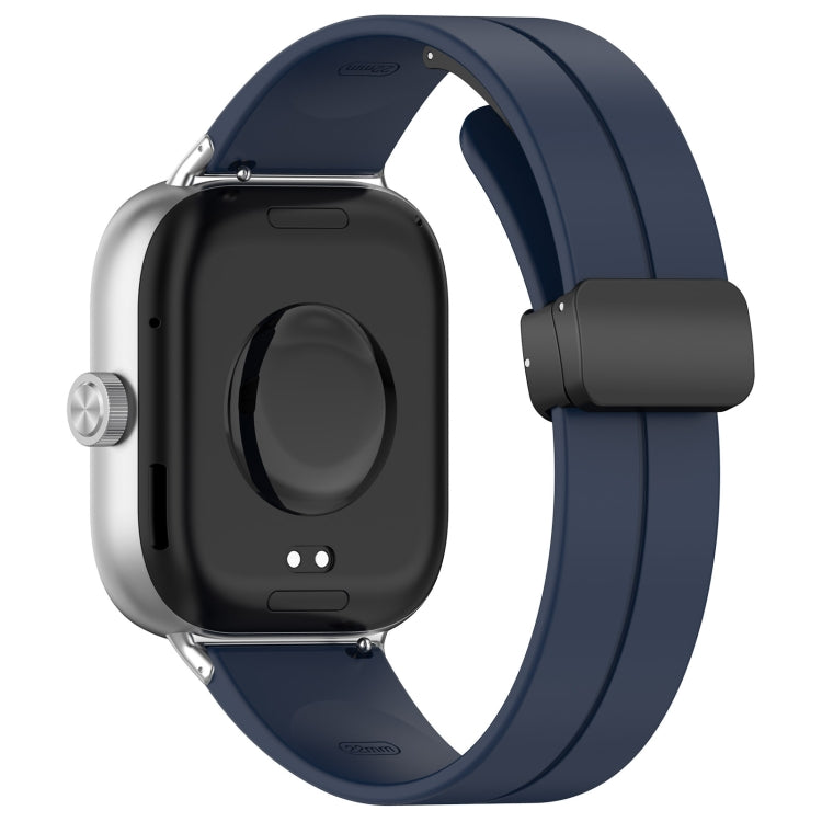 For Xiaomi  Mi Band 8 Pro Groove Folding Magnetic Buckle Silicone Watch Band(Dark Blue)