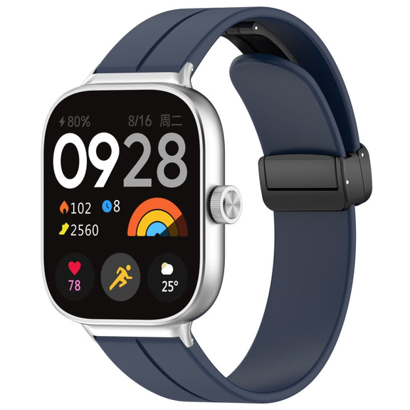 For Xiaomi  Mi Band 8 Pro Groove Folding Magnetic Buckle Silicone Watch Band(Dark Blue)