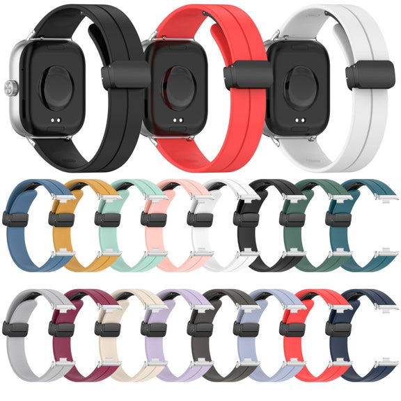 For Redmi Watch 4 / Watch 5 Groove Folding Magnetic Buckle Silicone Watch Band(Pink)