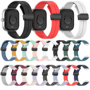 For Redmi Watch 4 Groove Folding Magnetic Buckle Silicone Watch Band(Light Blue)
