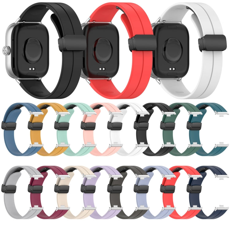 For Redmi Watch 4 Groove Folding Magnetic Buckle Silicone Watch Band(Light Gray)