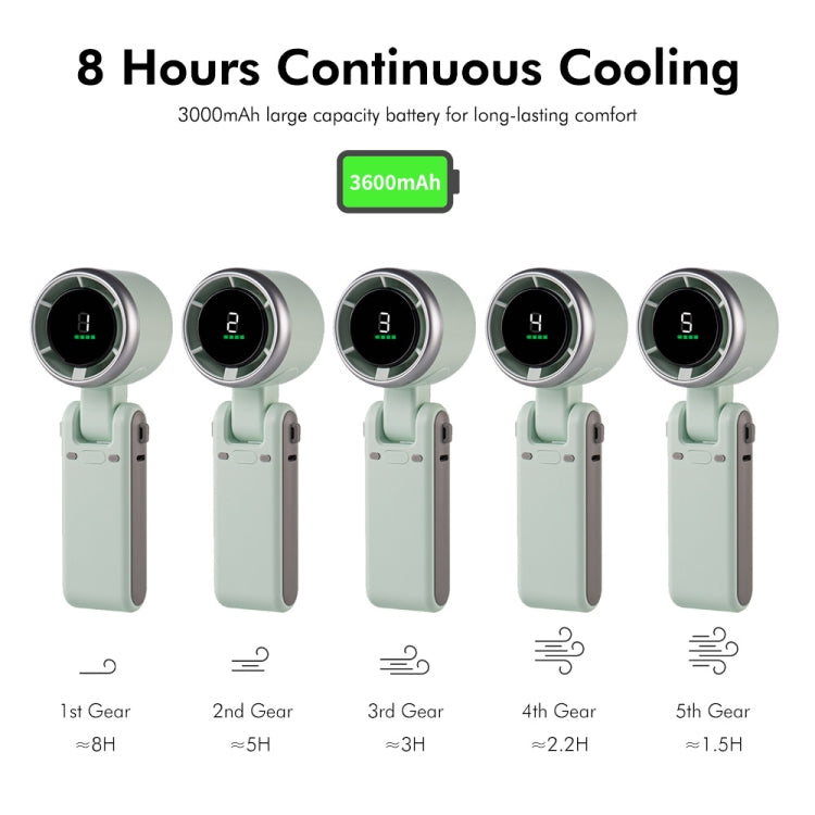 ENKAY Hat-Prince 3600mAh Battery Max 8H Cooling times Foldable Neck Turbo Fan with Digital Display(White)