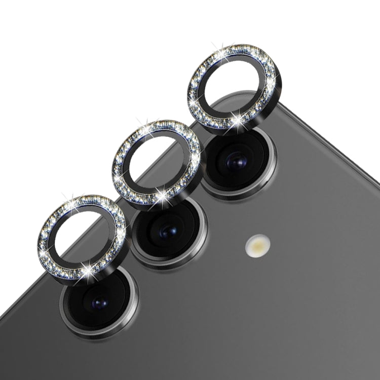 For Samsung Galaxy S24 5G NORTHJO Camera Lens Bling Glitter Metal Ring Tempered Glass Film(Black)