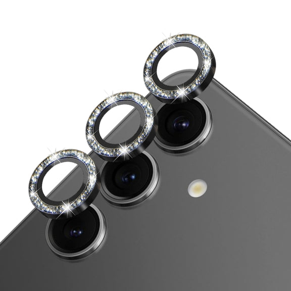 For Samsung Galaxy S24 5G NORTHJO Camera Lens Bling Glitter Metal Ring Tempered Glass Film(Black)