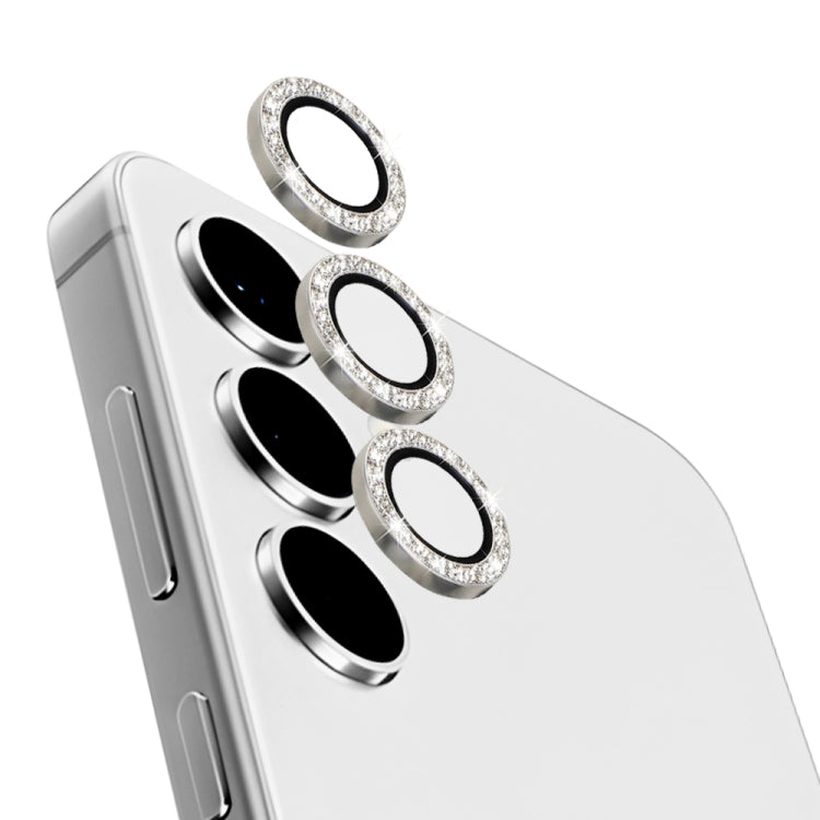 For Samsung Galaxy S24+ 5G NORTHJO Camera Lens Bling Glitter Metal Ring Tempered Glass Film(Silver)