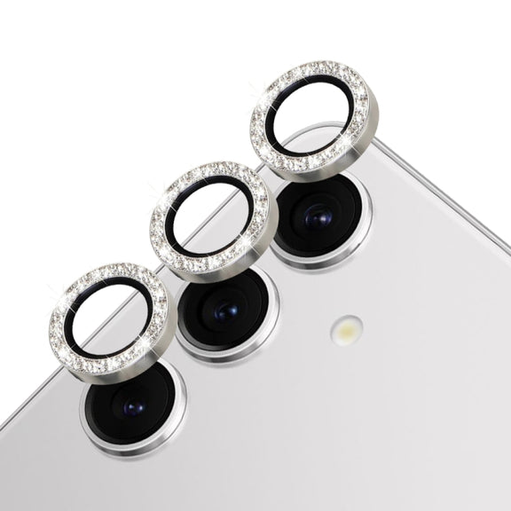 For Samsung Galaxy S24+ 5G NORTHJO Camera Lens Bling Glitter Metal Ring Tempered Glass Film(Silver)