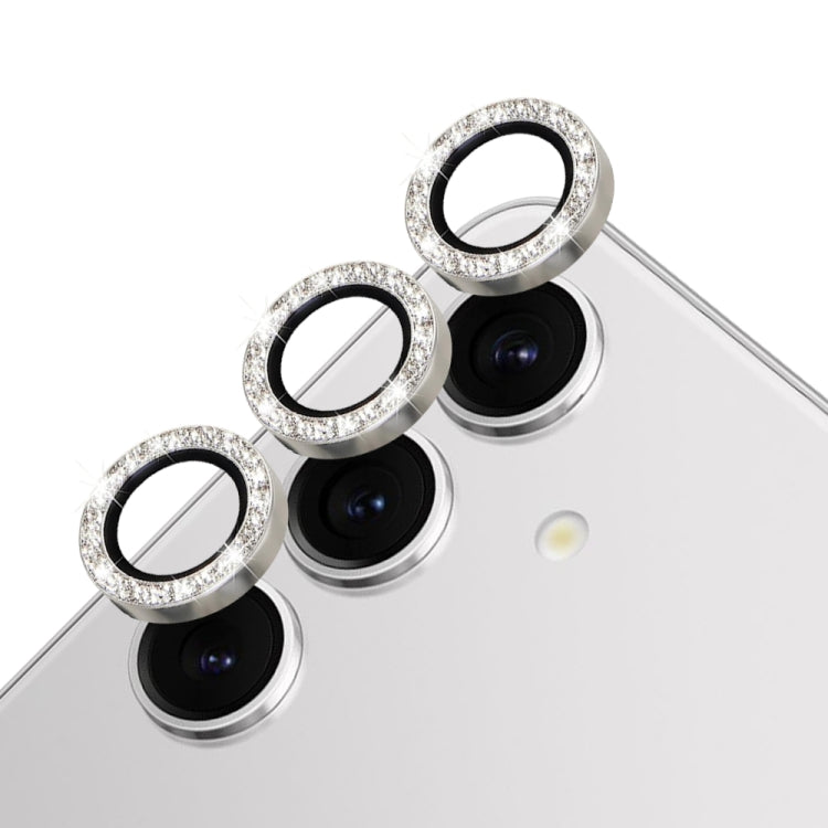 For Samsung Galaxy S24+ 5G NORTHJO Camera Lens Bling Glitter Metal Ring Tempered Glass Film(Silver)
