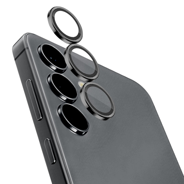 For Samsung Galaxy S24 5G NORTHJO Camera LensCD Vein Metal Ring Tempered Glass Film(Black)