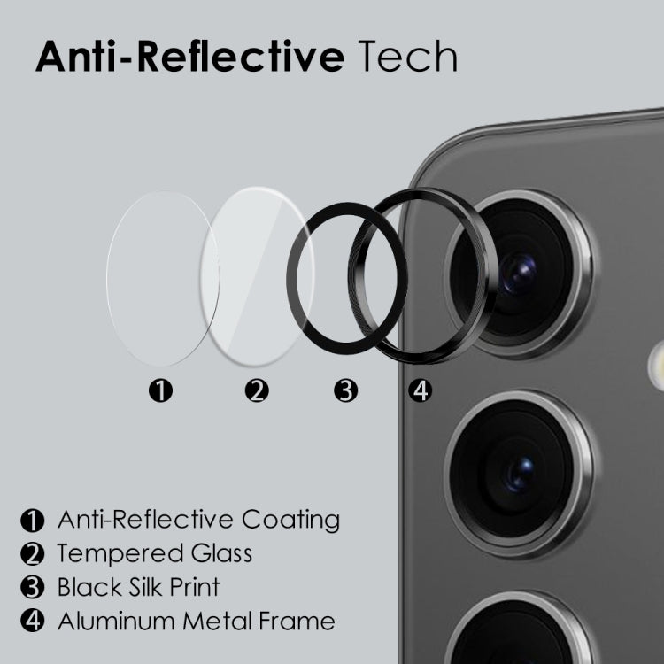 For Samsung Galaxy S24 5G NORTHJO Camera LensCD Vein Metal Ring Tempered Glass Film(Black)