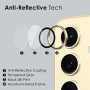 For Samsung Galaxy S24 5G NORTHJO Camera LensCD Vein Metal Ring Tempered Glass Film(Gold)