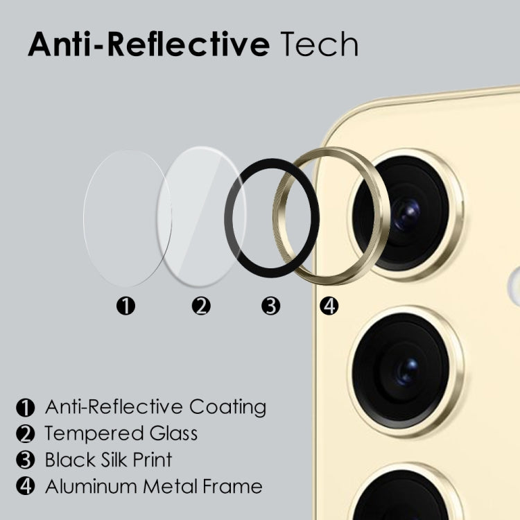 For Samsung Galaxy S24 5G NORTHJO Camera LensCD Vein Metal Ring Tempered Glass Film(Gold)