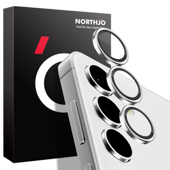 For Samsung Galaxy S24+ 5G NORTHJO Camera LensCD Vein Metal Ring Tempered Glass Film(Silver)