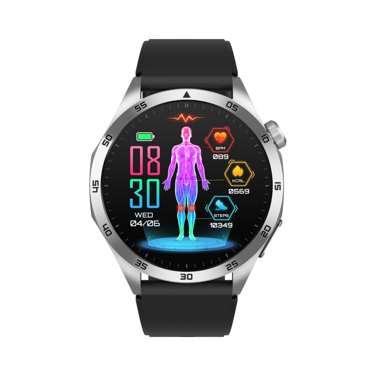 ET485 1.43 inch Color Screen Smart Watch Silicone Strap, Support Bluetooth Call / Micro-physical Examination(Silver)