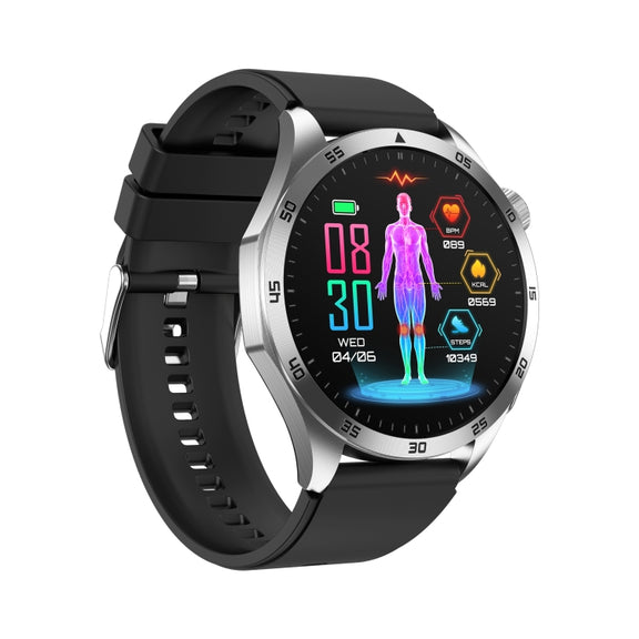 ET485 1.43 inch Color Screen Smart Watch Silicone Strap, Support Bluetooth Call / Micro-physical Examination(Silver)
