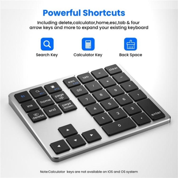 K-35 Computer Laptop Keyboard 35-Keys Tablet Accessories Bluetooth Keypad(Black Gray)