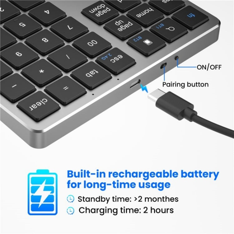 K-35 Computer Laptop Keyboard 35-Keys Tablet Accessories Bluetooth Keypad(Black Gray)