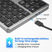 K-35 Computer Laptop Keyboard 35-Keys Tablet Accessories Bluetooth Keypad(Black Gray)