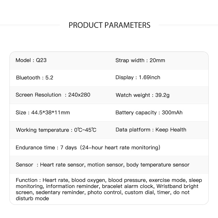 Q23 IP67 Water-resistant Smart Bracelet Sport Fitness Tracker(Black)