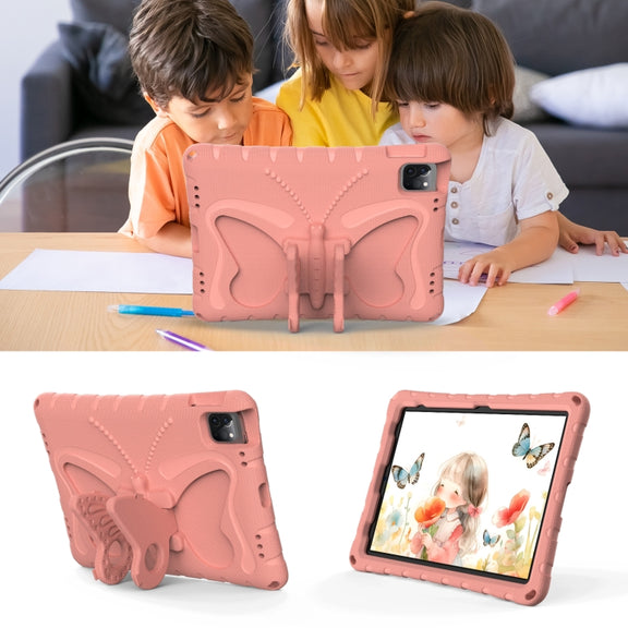 For iPad Air 11 2024 Butterfly Bracket EVA Shockproof Tablet Case(Pink Orange)
