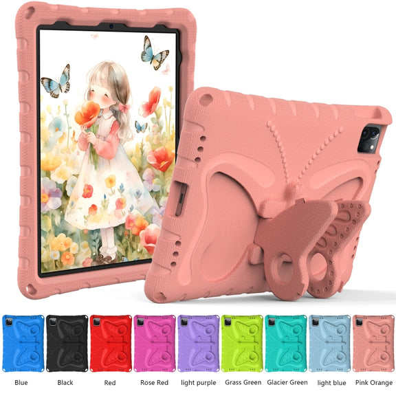For iPad Air 11 2024 Butterfly Bracket EVA Shockproof Tablet Case(Pink Orange)