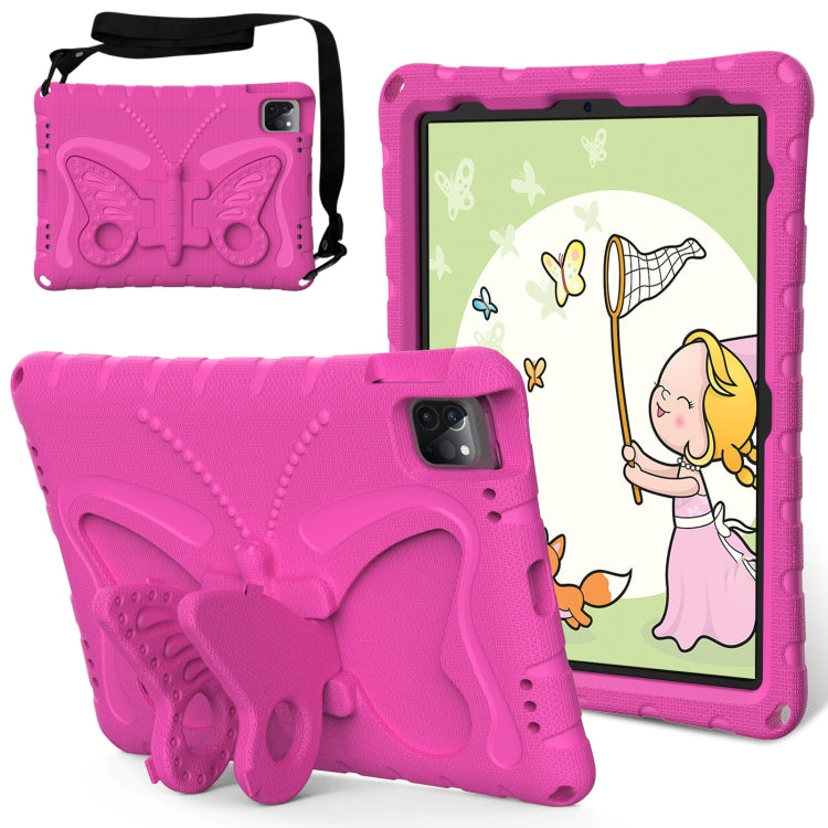 For iPad Air 11 2024 Butterfly Bracket EVA Shockproof Tablet Case(Rose Red)